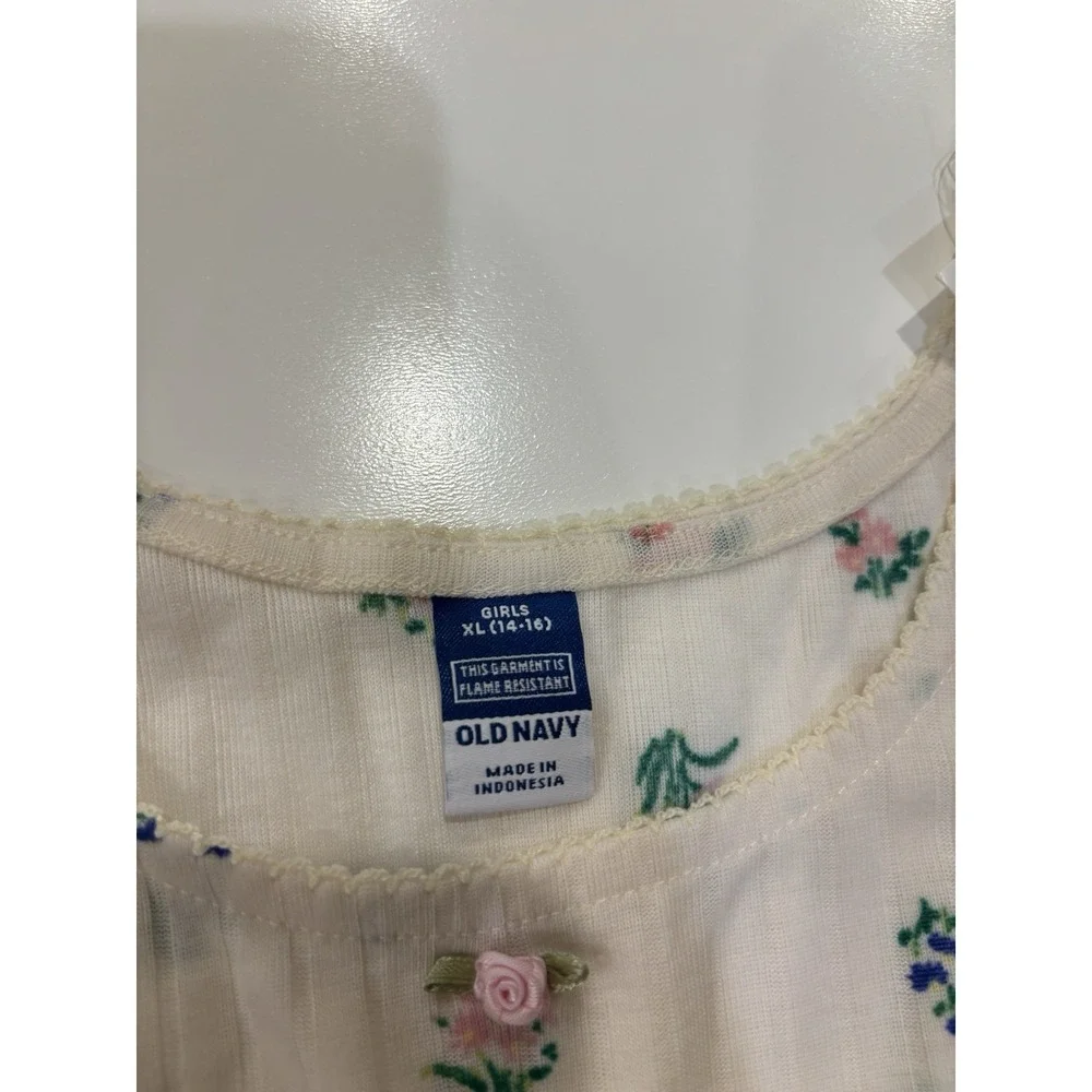 Old‎ Navy girls XL 12-14 Tank Pajama set With Pants Floral Lightweight